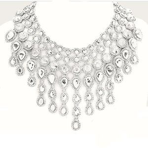Crystal Drop Statement Bib Necklace